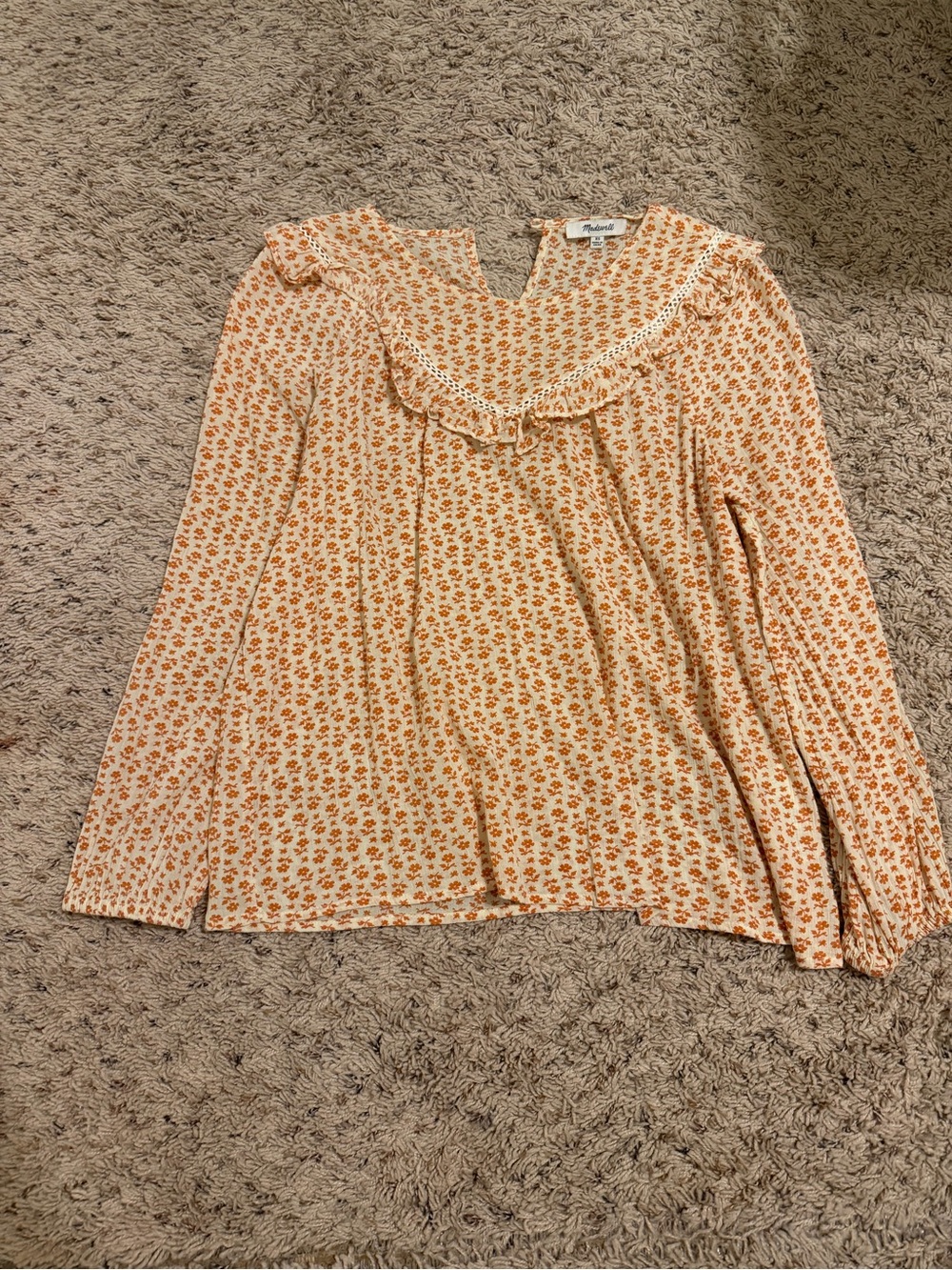 Madewell Long-Sleeve Floral Ruffle Blouse Size XS